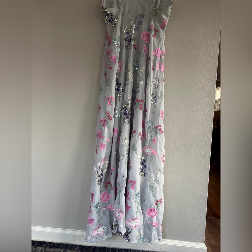 MAYA DELUXE Formal Fairy Floral Embroidered Sequin Slip Maxi Gown Dress Y2K Sz 6 - Picture 12 of 15